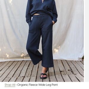 MATE the Label Organic Fleece Wide Leg Pants - Navy
